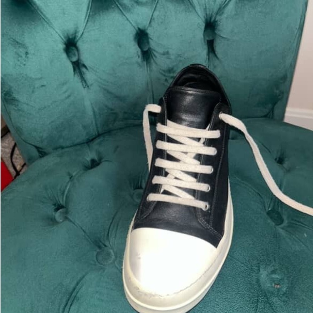 Rick Owens Black and White Leather Sneakers